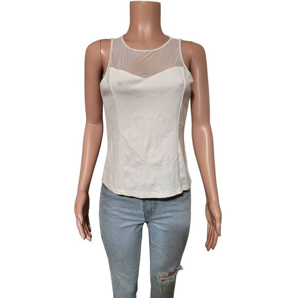 Ambience white sleeveless mesh top L - Picture 3 of 5